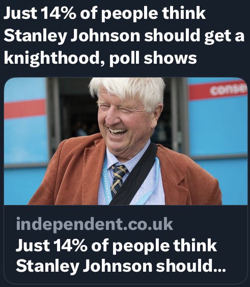 BREAKING NEWS: 14% of the country out themselves as cunts. #StanleyJohnson