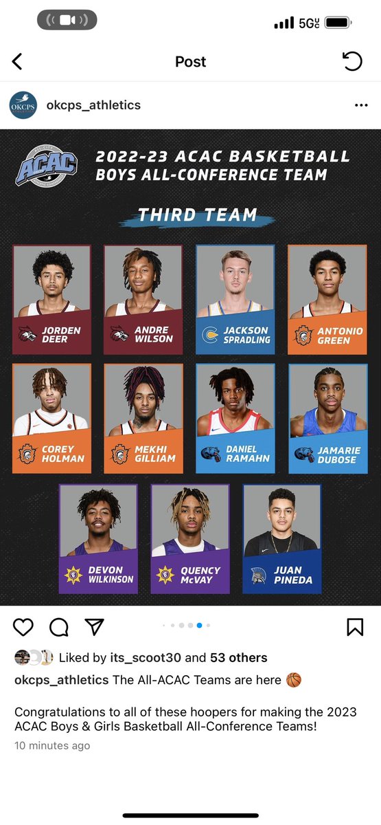 Congrats to <a href="/quency_mcvay/">Quency “Q” Mcvay</a> and <a href="/karter389/">Devon wilkinson</a> of our Northwest Classen Knights for making 3rd Team All-ACAC💜💛
