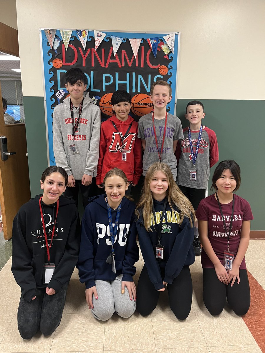 Ms_Tarsnane's tweet photo. College Awareness Week! The Dolphins had a great time touring different colleges and learning where their teachers went to school! We have also been cheering on our favorite colleges in the NCAA tournament! 🏀🐬#WeArePlainedge https://t.co/L9w3xizGH8