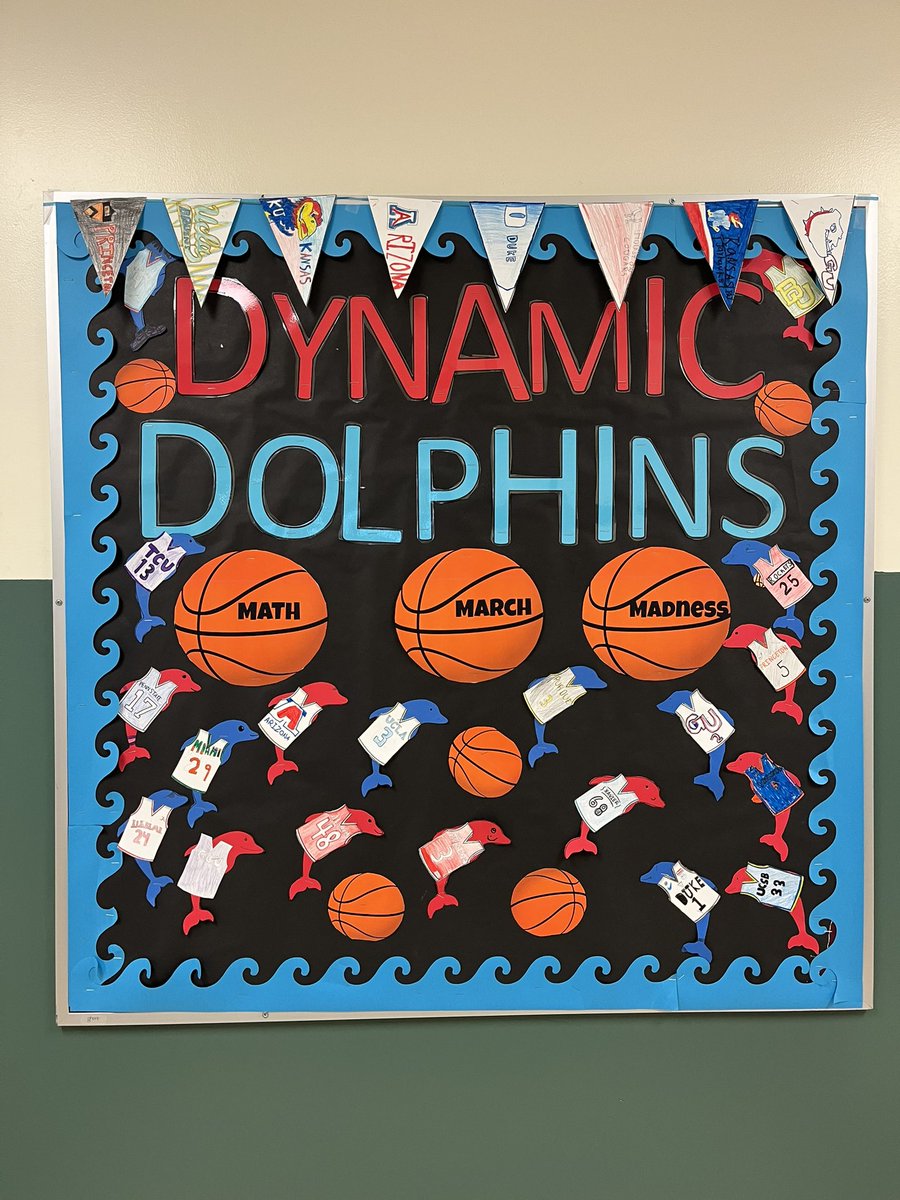 Ms_Tarsnane's tweet photo. College Awareness Week! The Dolphins had a great time touring different colleges and learning where their teachers went to school! We have also been cheering on our favorite colleges in the NCAA tournament! 🏀🐬#WeArePlainedge https://t.co/L9w3xizGH8