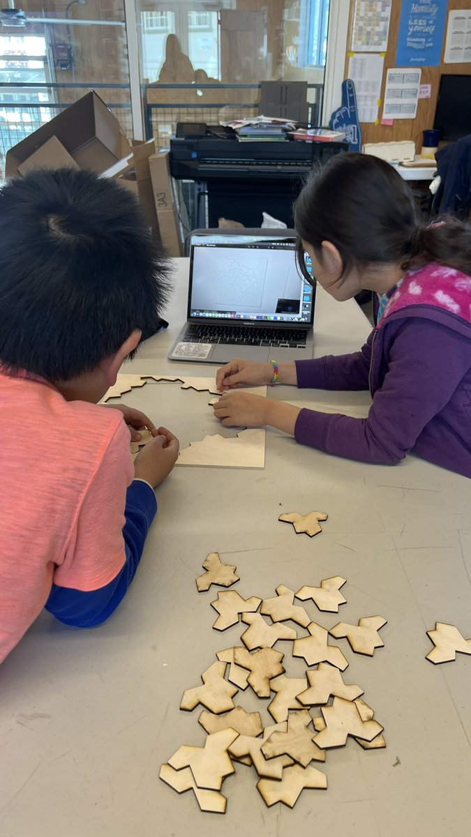 Learning about #aperiodictiling 

Love that I have access to a laser cutter to make the learning hands on. 

It’s one thing to watch a video, another to have hands on experience, and another to watch students interact with it and to see their thinking! <a href="/HillbrookSchool/">Hillbrook School | Los Gatos, CA | San José, CA</a>