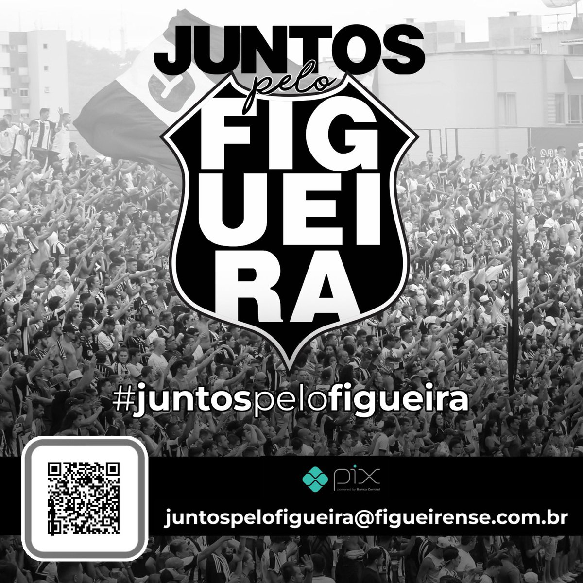 #JuntosPeloFigueira
⠀
Jogue junto com o Time do Povo. Colabore! 🌪️
⠀
Pix: juntospelofigueira@figueirense.com.br.