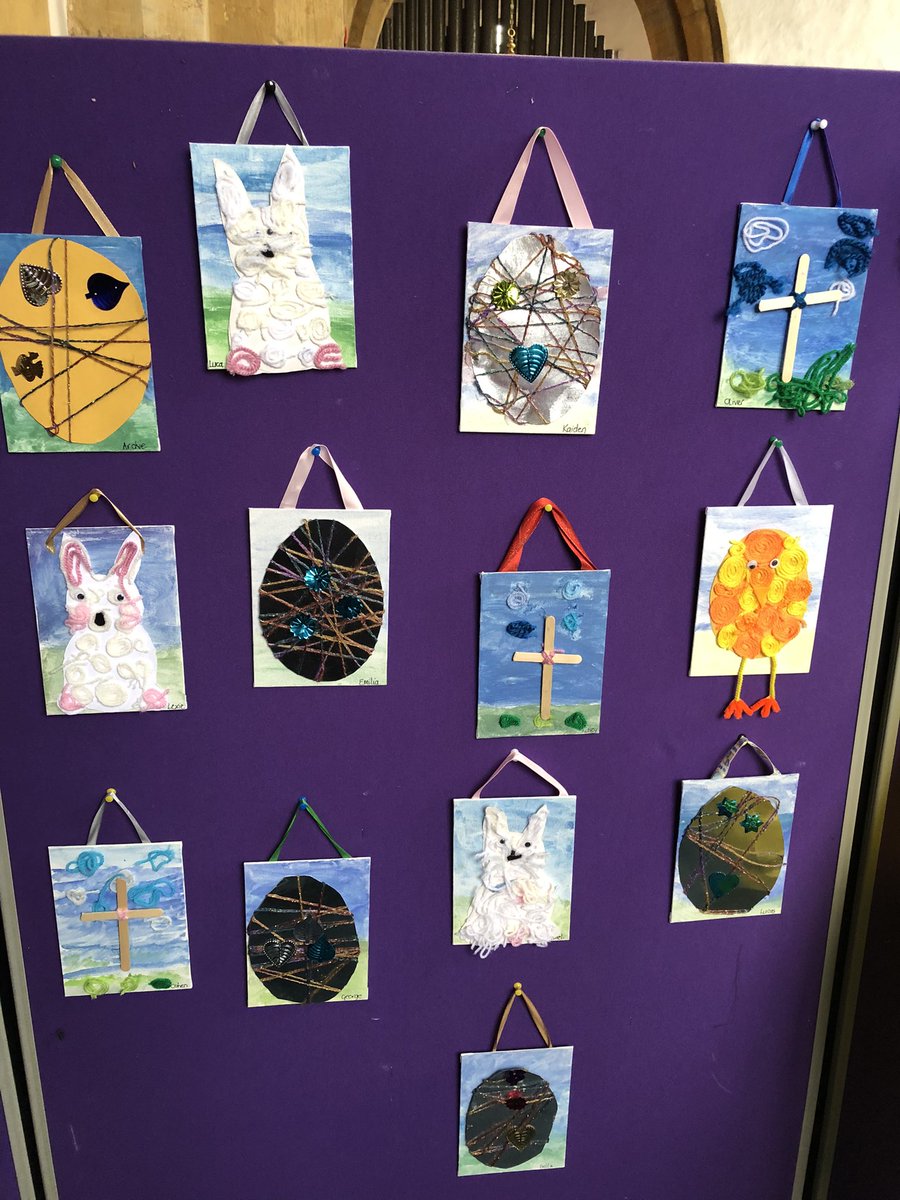 Super Easter art exhibition and service in Church with cake! #easter #primaryschools