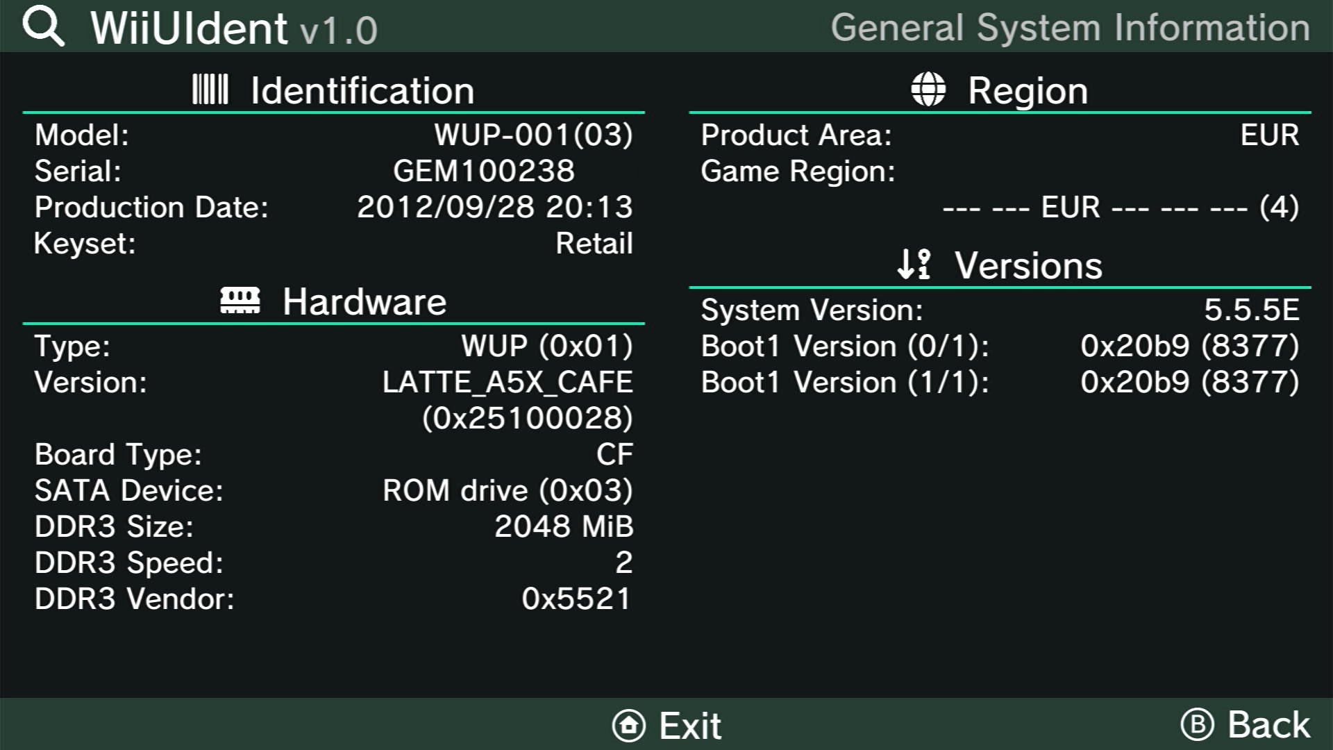 Tram Regeneratie Profetie Gary on Twitter: "I've just released WiiUIdent, a Wii U homebrew tool which display information about the consoles hardware components, software/hardware versions and much more. Check it out here: https://t.co/Qp4UHWVa0c https://t.co/mLvyPf9ILN" / Tram Regeneratie Profetie Gary on Twitter: "I've just released WiiUIdent, a Wii U homebrew tool which display information about the consoles hardware components, software/hardware versions and much more. Check it out here: https://t.co/Qp4UHWVa0c https://t.co/mLvyPf9ILN" /