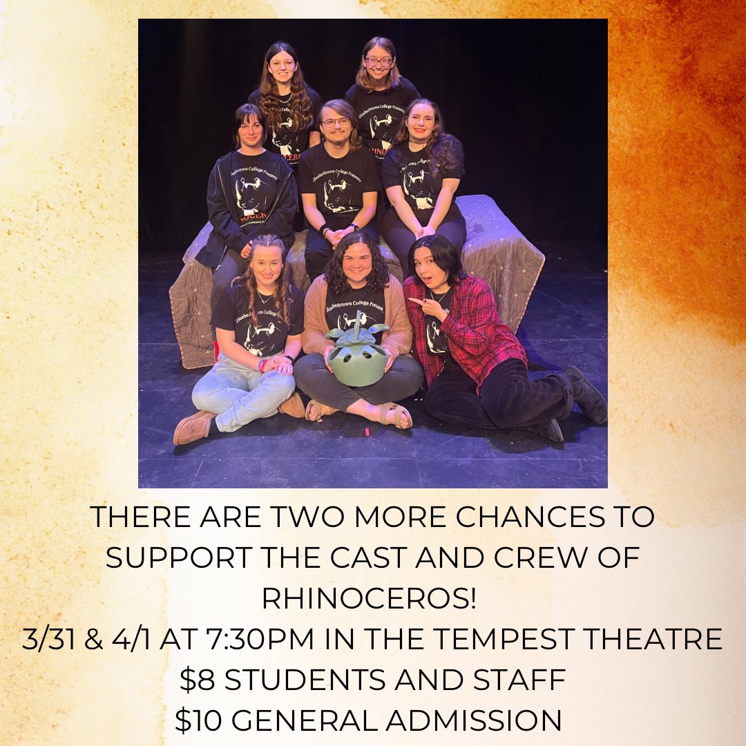 Some of our ed majors have been hard at work in this spring's production of Rhinoceros. There are two more shows this weekend- good luck to the cast and crew!! #eddeptetown #bluejaysalways