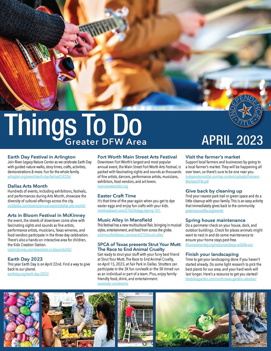 TheDeedsGroup's tweet image. Can you believe tomorrow it will already be APRIL! Our heads our reeling over here! Here is an idea list of things to do in April!
#april2023 #thingstodoinspring #thedeedsgroup #pointrealty #itsaprilalready