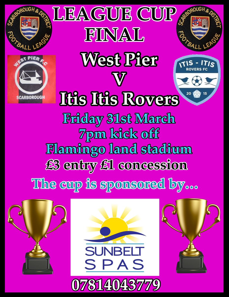 It’s cup final night 🏆 <a href="/Westpierfc/">West Pier FC</a> <a href="/Itisitisrovers1/">Itisitisroversfc</a> <a href="/SN_Sport/">Scarborough News Sport</a>