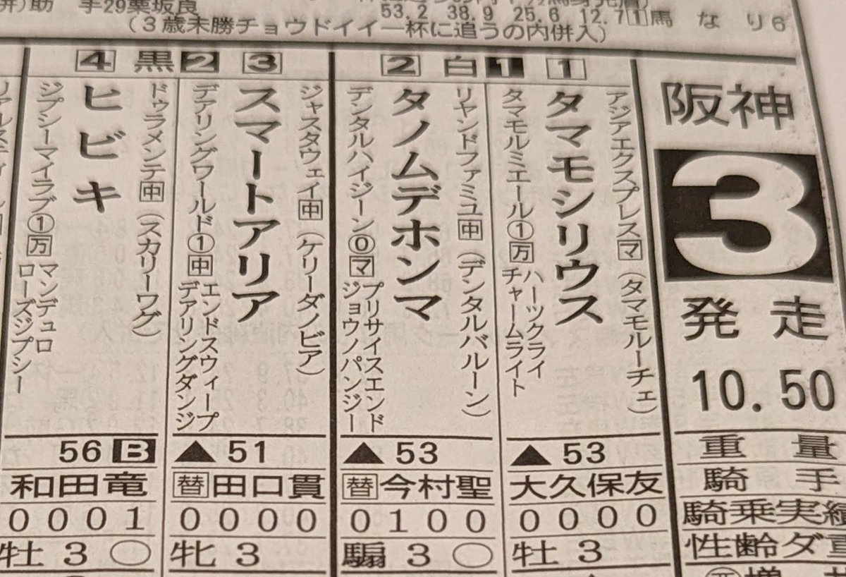 明日の阪神第3レース
 ヒビキって馬が走るんですよ

ドゥラメンテ産駒
鞍上 和田竜二 