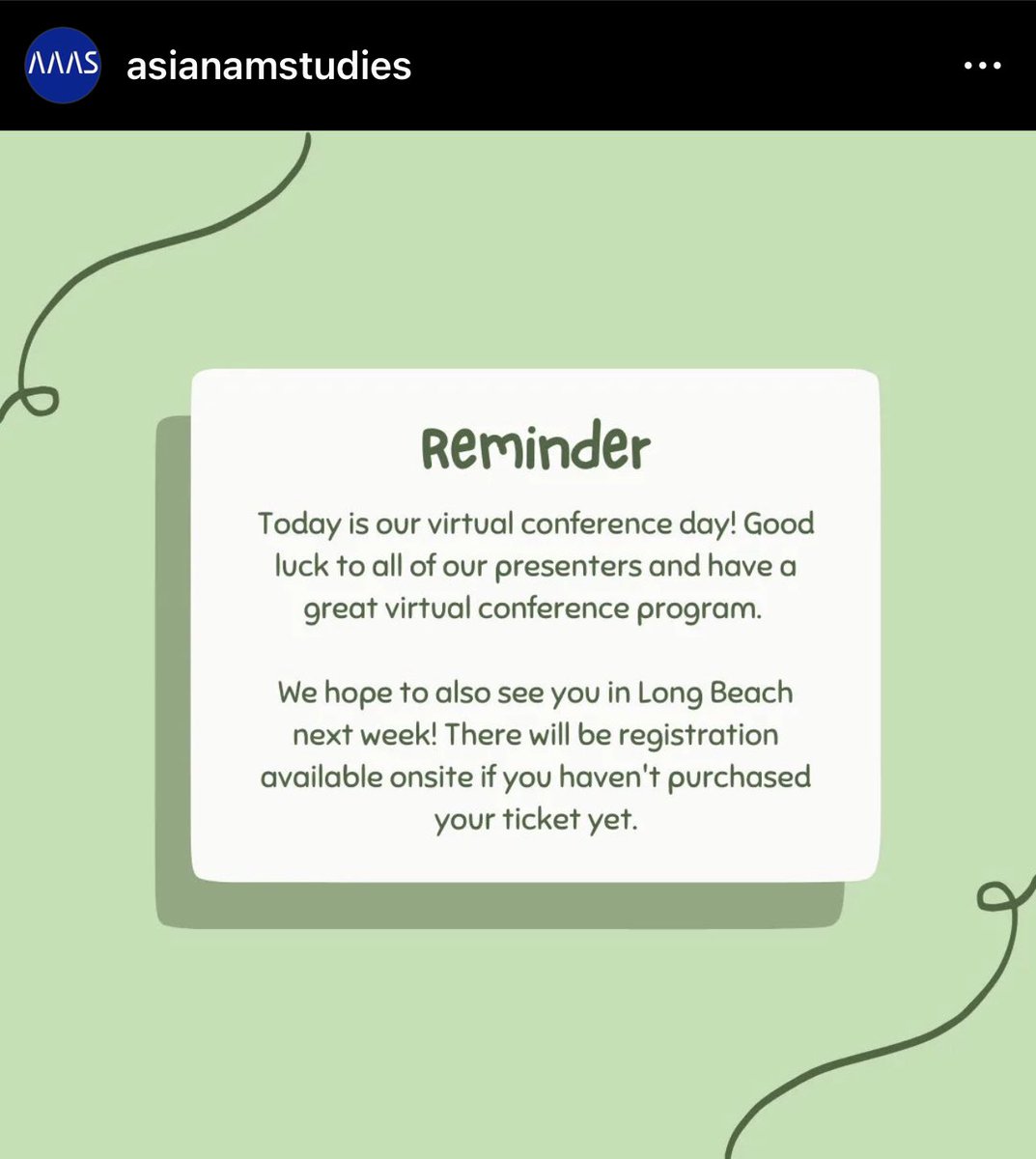 <a href="/AAAStudies/">AAAStudies</a> virtual conference presentations are all day today! So many awesome panels! #AsianAmerican Studies!