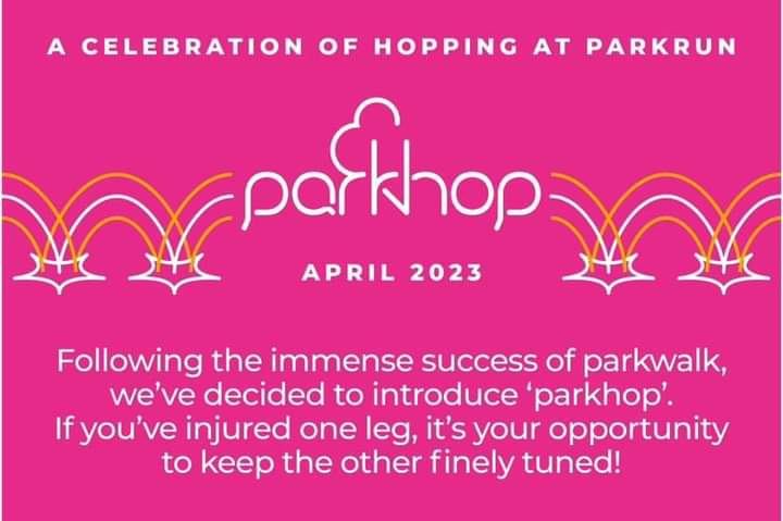 We hope to welcome you to the cradle of parkrun tomorrow 🥰🤩. As a special treat for April, refreshments will be served at halfway 🥂. Anyone stopping will be entitled to 2 mins off their time. 🤡🃏. So hop on down to Bushy and support the latest parkrun initiative #parkhop