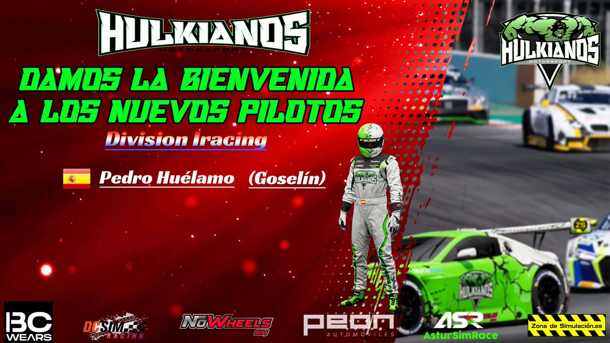 3/3
Y para terminar por hoy, la incorporación al equipo de iRacing de alguien que siempre está, y que en el fondo sin él saberlo era un Hulkiano más en cada endurance en cada directo antes de formar parte de la familia. Lo que nos ha costado Pedro.....
Bienvenido <a href="/SrGoselin/">Goselín</a>