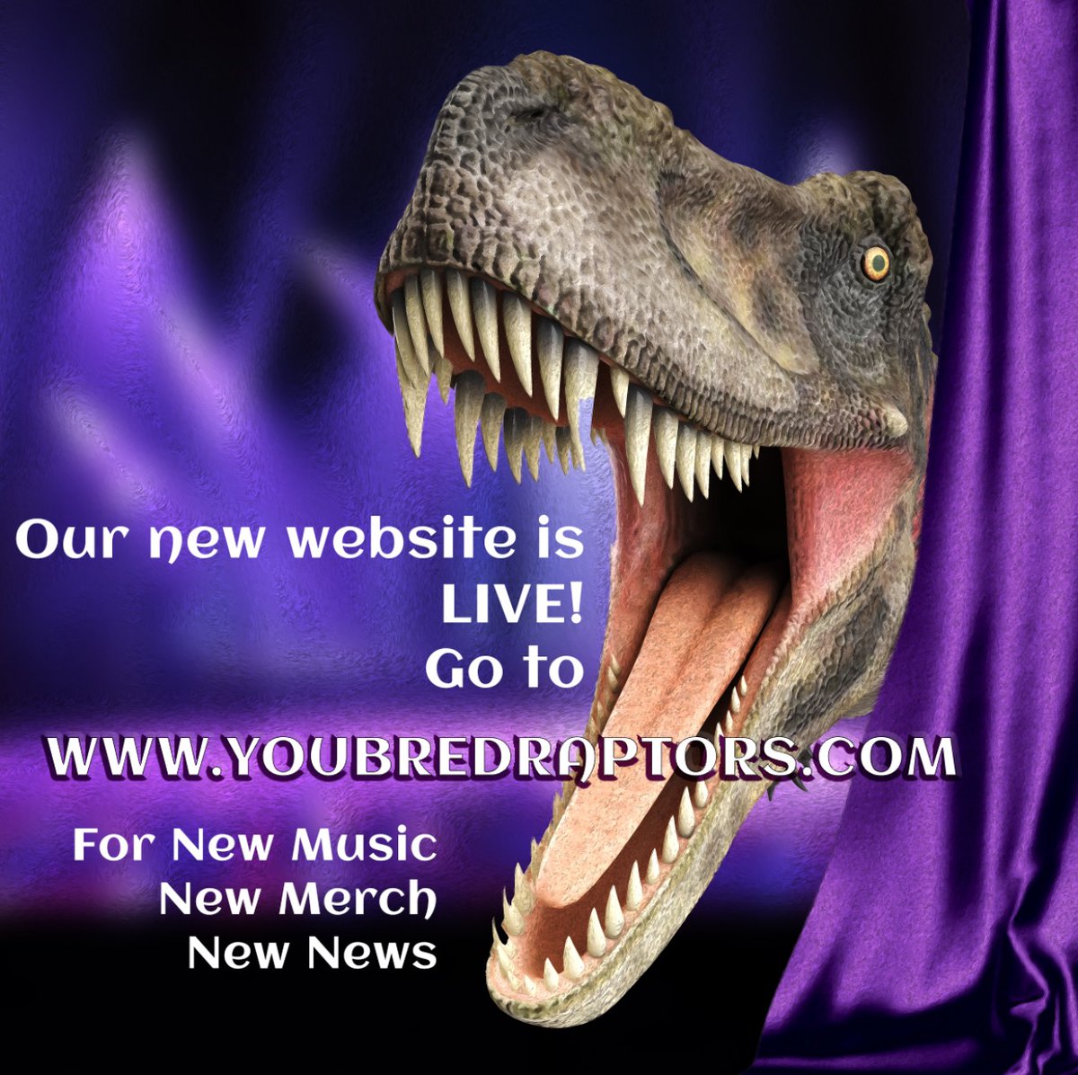 Our new website is LIve! Check out the new sexy merch, blog updates, our thoughts on going MASKLESS, and other bullet points. Stay tuned for next week for our new Patreon page and album pre-order (including VINYL!) Sorry for yelling. Actually, we aren't. Youbredraptors.com