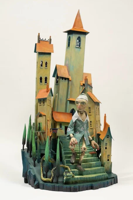 The great Chris Sickels () was kind enough to provide a special something extra for my PINOCCHIO show at Society Of Illustrators-- His brilliant take on my little wooded boy and his odd little world.A true thing of   