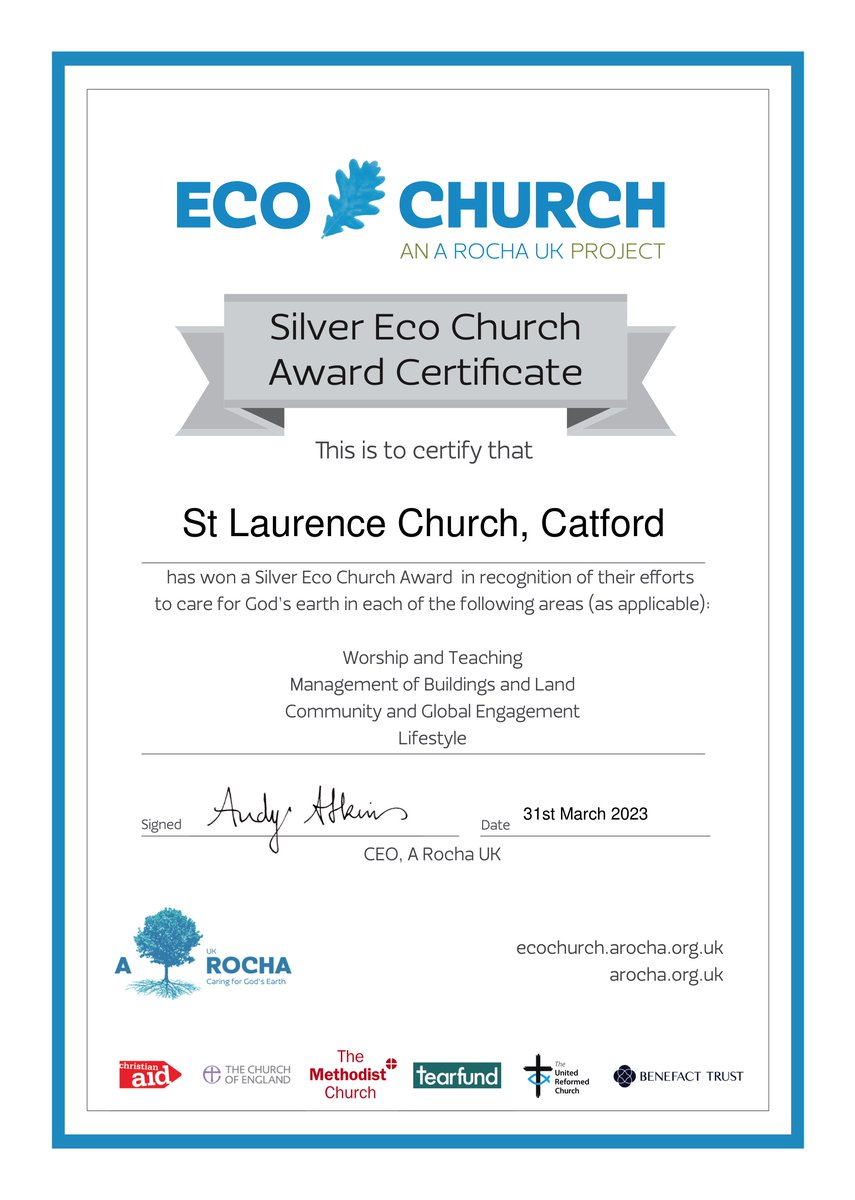 Excellent way to start the week... receiving notification we have received the Silver Eco Church Award from @ARochaUK 

#ecochurch #silveraward