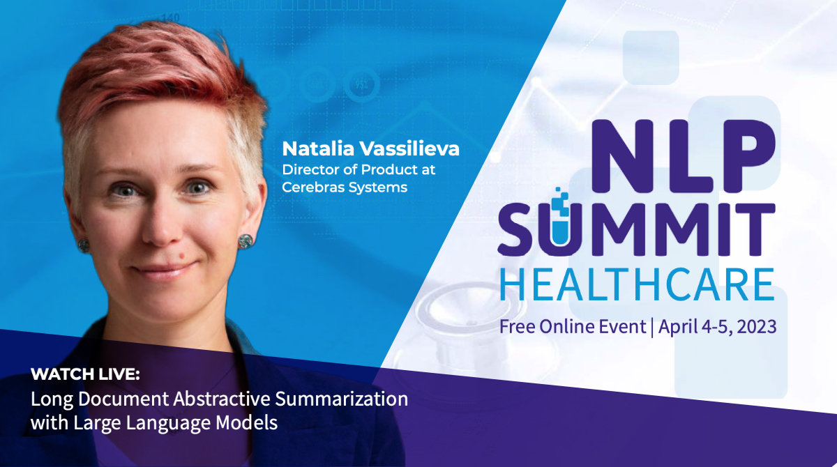 Join Natalia Vassilieva for her talk at the virtual Healthcare #NLPSummit on April 4-5. Two days of immersive content focusing on NLP applications in healthcare and life sciences. 

Register here for free: hubs.li/Q01JjpPQ0
