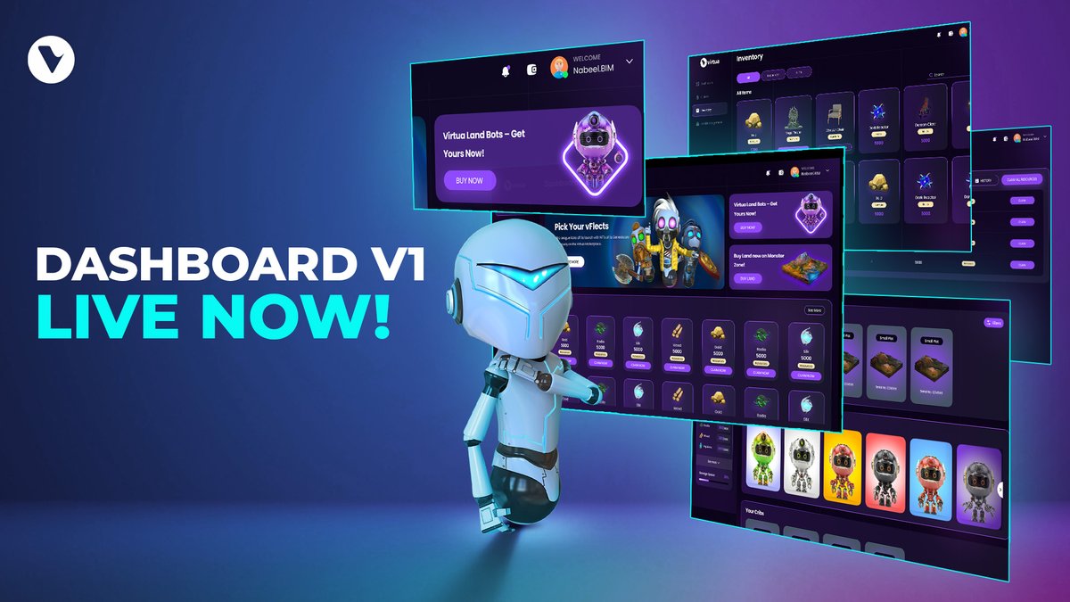 VirtuaMetaverse's tweet photo. 🚨LIVE NOW🚨

The V1 Virtua dashboard is now LIVE!!!

Head over to https://t.co/guYIJ26msH now and check it out for yourself

With this first version you can manage your land, resources, and Miner bots all from one place with ease🔥  

This is just the start of many great things soon to come

$TVK #Web3 #NFT #ADA #ETH #Gaming