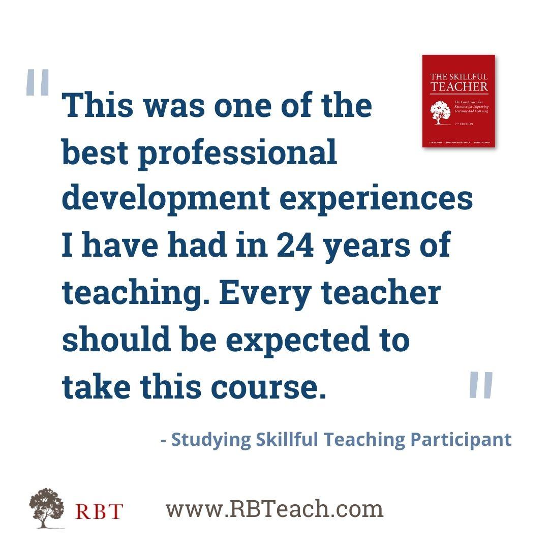 TeachRBT's tweet image. Skillful teaching is a life long journey.  Whether you are in your first year or your 20th, join us this summer to continue your journey to ever increasing your skills.
rbteach.com/our-services/c…
#SkillfulTeaching