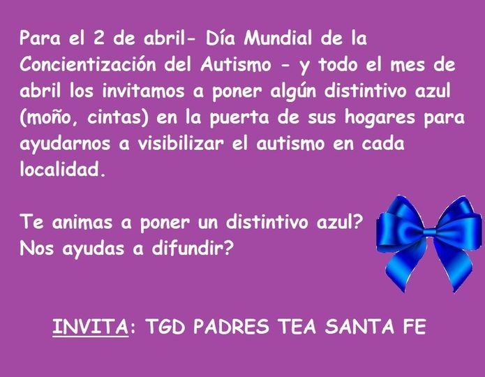 TGDPadresSFe's tweet photo. ABRIL: MES DEL AUTISMO.
TE INVITAMOS A PONER UN DISTINTIVO AZUL EN LA PUERTA DE TU CASA. 
GRACIAS Y AGRADECEMOS DIFUSION!
#AUTISMO #2A  #DIAMUNDIALDELACONCIENTIZACIONDELAUTISMO
@lt9lider @LT10 @AiredeSantaFe https://t.co/cSTY67wQwm