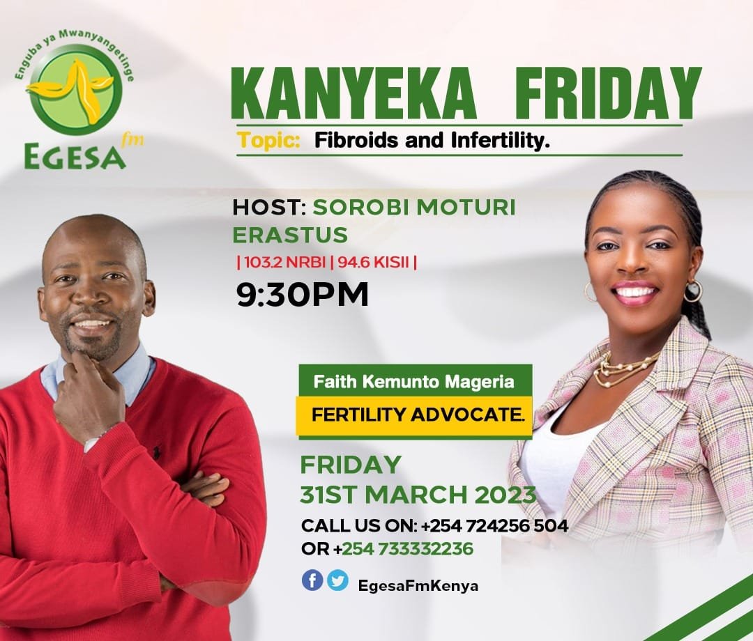Good evening. Did you know that fibroids come in different sizes and shapes? Did you know that fibroids are non-cancerous growths? ( 1 in 1000 cases) Did you know Fibroids appear during the child bearing age? Join us tonight with Faith Kemunto Mageria:The Fertility Advocate.