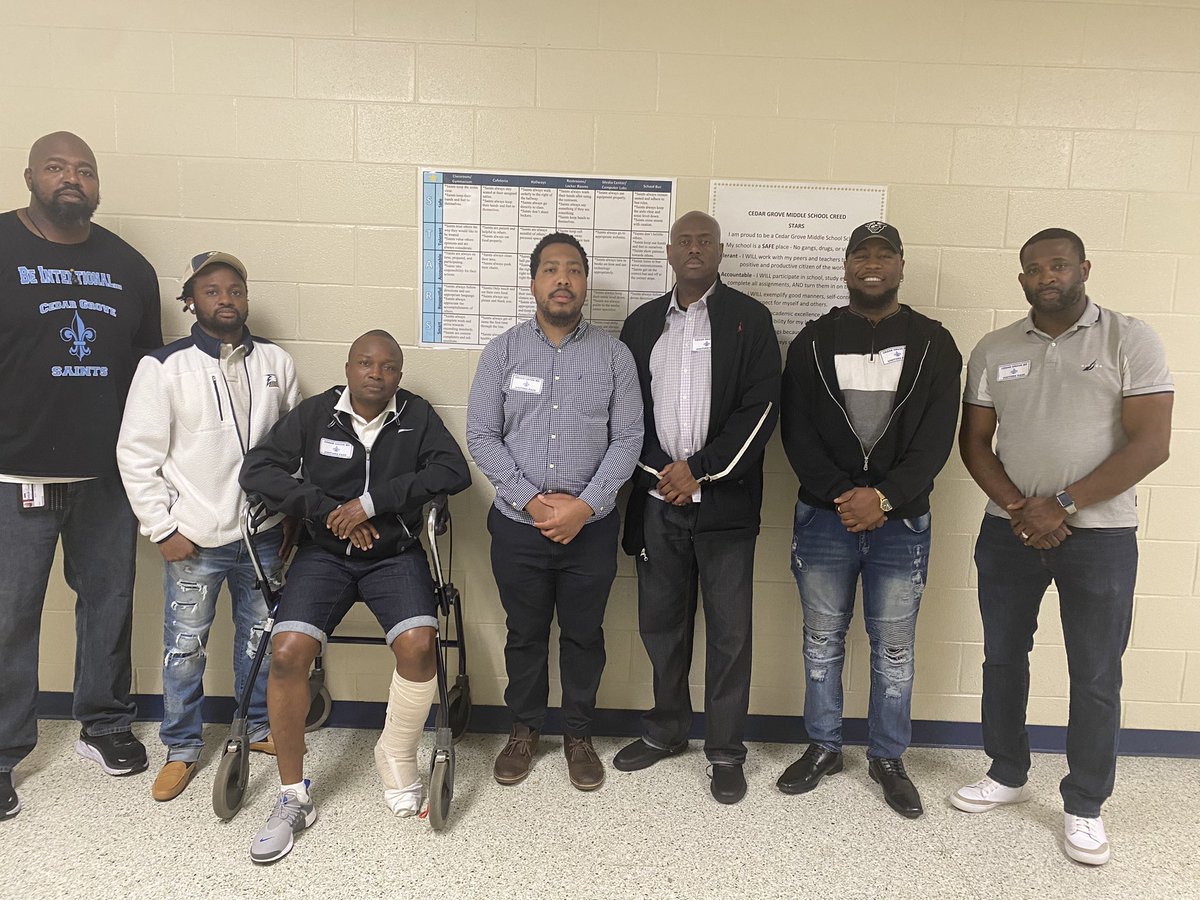 MiddleCedar's tweet photo. Cedar Grove Middle School appreciates the Men’s of Distinction for guiding our Scholars today throughout the building! I heard some positive conversations and the vibe was great. Let’s keep it up brothers!!! @DeKalbSchools @DCSDRegionVII @Cgms_DCSD @dcsdfamilyenga1 @tpatchison https://t.co/B6wZzj0LpE
