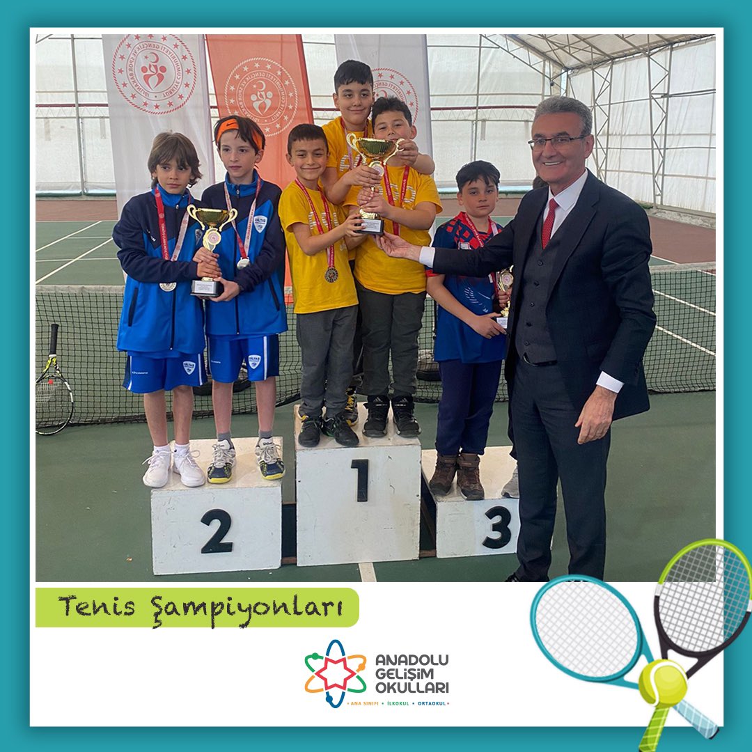 agocomtr's tweet photo. AGO'LU TENİS ŞAMPİYONLARl🎾🎾🎾

Okulumuza, Minik Erkekler Tenis İl Birinciliği ve Minik Kızlar Tenis İl İkinciliği getiren sporcularımızı tebrik ediyor, başarılarının devamını diliyoruz.

#anadolugelişimokulları https://t.co/4ztK6uYksG