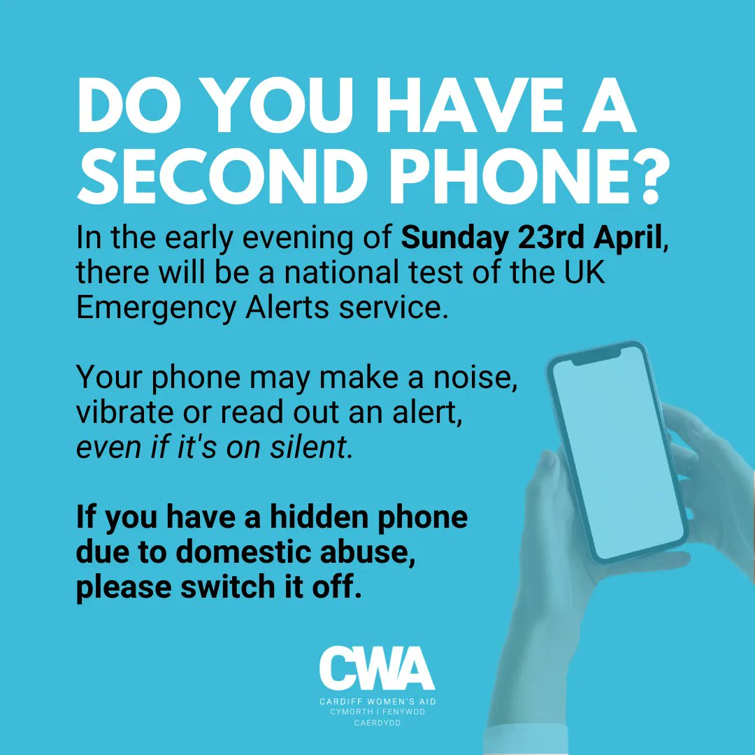 IMPORTANT! If you use a second phone because of domestic abuse, please make sure it is turned off - not just on silent - on Sunday 23rd April. If you know someone in these circumstances, please make them aware. For mor information, visit buff.ly/3LAwnE0