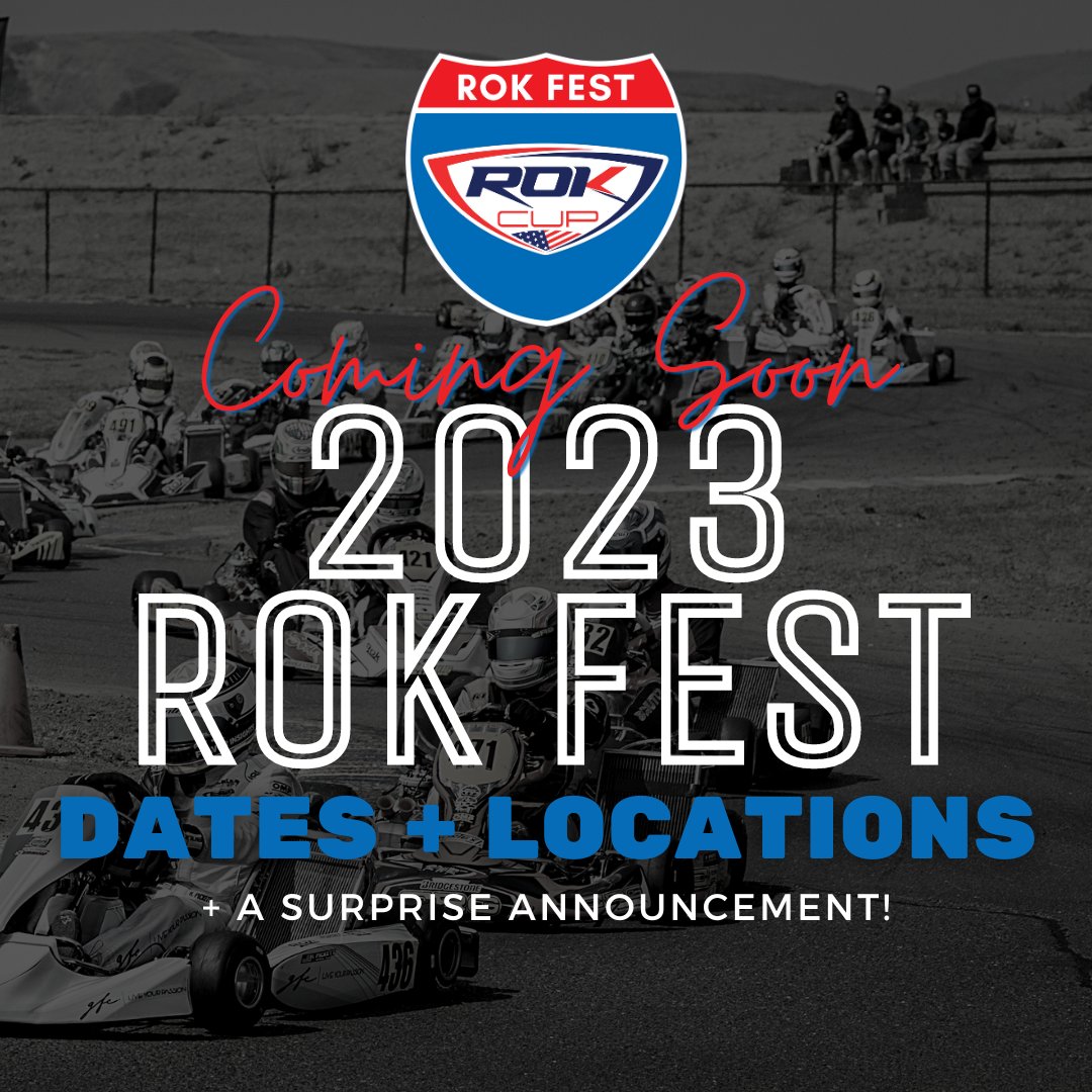 ROKCupUSA's tweet photo. 2023 ROK Fest dates and locations are coming soon + a surprise announcement!

Stay tuned…

#LetsROK #ROKFest #ROK #Vortex #VortexROK #ROKCup #LeVanto #Kart #Karting https://t.co/EQ8SNlt52j