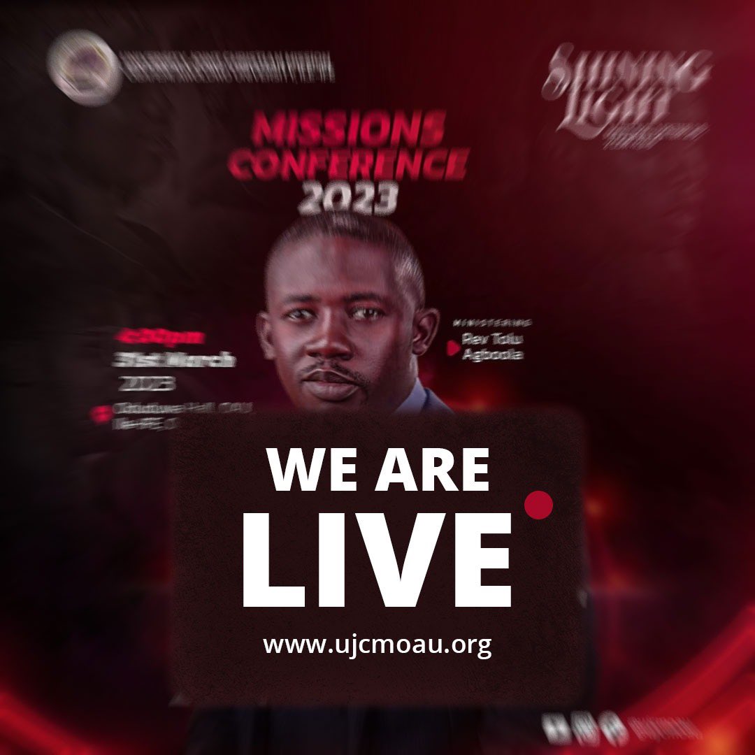 ujcmoau's tweet photo. *We are LIVE for WORD NIGHT!*🔥🔥🔥🔥🔥

Connect with us:
AUDIO LIVESTREAM
https://t.co/f4hqAKzOqN

VIDEO LIVESTREAM:
YouTube: UJCM OAU
https://t.co/wT0f6rbNza

#WORDNIGHT
#SHININGLIGHT
#MISSIONS
#UJCMOAU https://t.co/txvSfP2gso