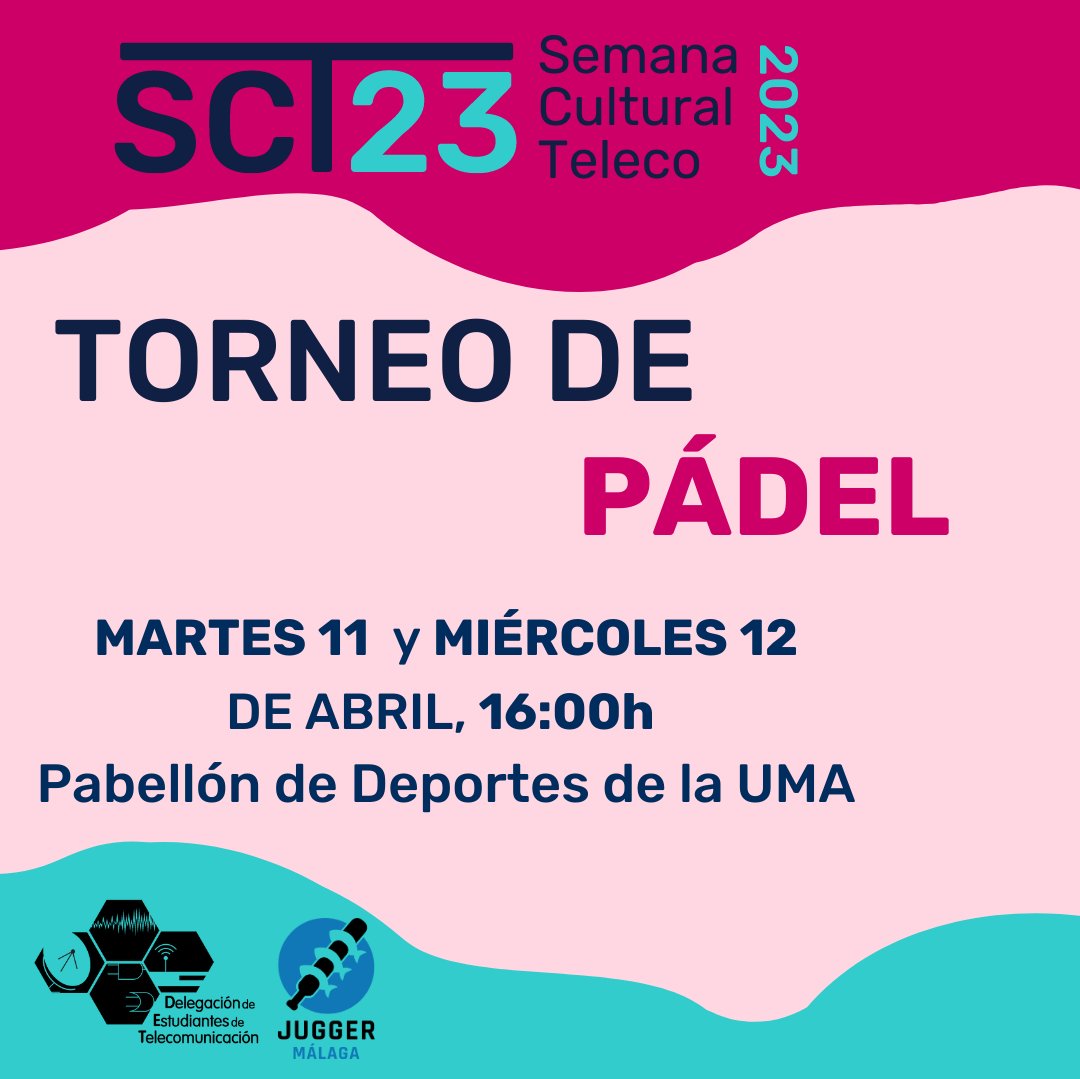 det_uma's tweet photo. ⚠️ YA ESTÁN ABIERTAS LAS
INSCRIPCIONES PARA LOS DEPORTES ⚠️

‼️ Torneos de padel y voley playa, y partidos de fútbol y basket, además de un taller de iniciación al Jugger,  del 11 al 14 de abril en la Semana Cultural de Teleco!! 📡

🔗 Apúntate en https://t.co/s4COwlLck5 https://t.co/MzUUNwWphF