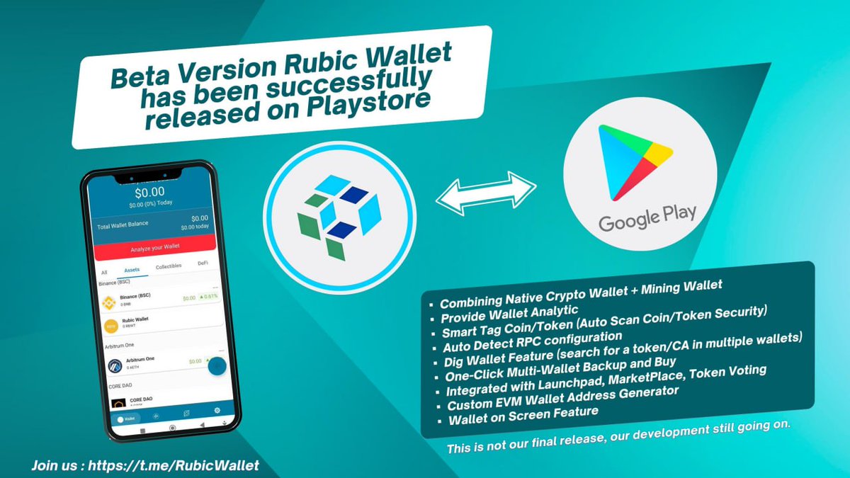 RubicWallet's tweet photo. HOT News!

Rubic Wallet $RBWT has been successfully released on Playstore.

You can access Rubic Wallet on Playstore: https://t.co/LNv7dN6c8a

All suggestions and corrections over the current version are needed for the development of the next version of Rubic Wallet
#BNB
#CoreDAO https://t.co/R1nGsKuS8i