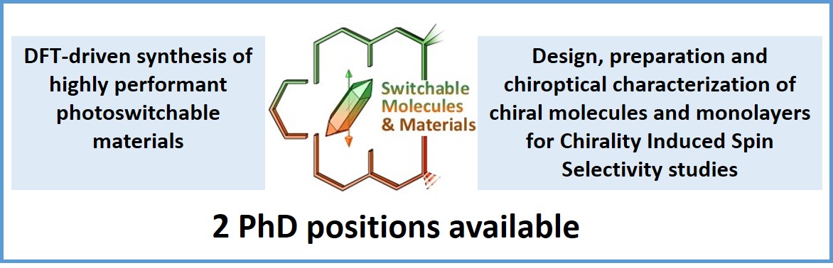 SwitchMM2's tweet photo. New PhD position available in the group on "DFT-driven synthesis of highly performant photoswitchable  materials" 👉https://t.co/JeDx3cB1ON, funded by @univbordeaux.
check out for the other phd offer on CISS effect 👉 https://t.co/kTMjqnTIRJ
@icmcb @am2_asso @MolSwitches https://t.co/iXI6ZB2uaO