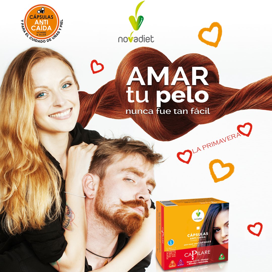 novatuits's tweet photo. Esta #Primavera amarás tu #Pelo con #Capilare las cápsulas #anticaída para hombre y mujer de #noVadiet. Descubre Capilare, la #salud de tu #pelo, #piel y #Uñas en tu # Herbolario y centro dietético más cercano https://t.co/kXqd2qtiVe https://t.co/yYSgwCR6yw
