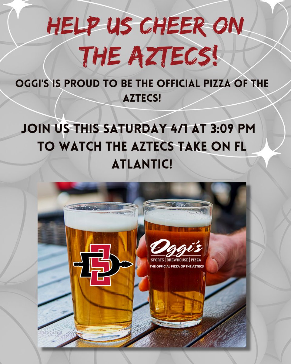 🏀 Watch the SDSU Aztec Men's Basketball game with us at 3:09 pm tomorrow, 4/1! 🏀 We are proud to be the Official Pizza of the Aztecs!