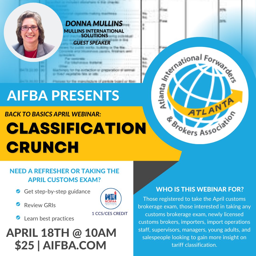 Don't miss out! Take advantage of this opportunity to participate in CLASSIFICATION CRUNCH, our April 18th webinar. Register now at aifba.com! Don't let this chance pass you by!