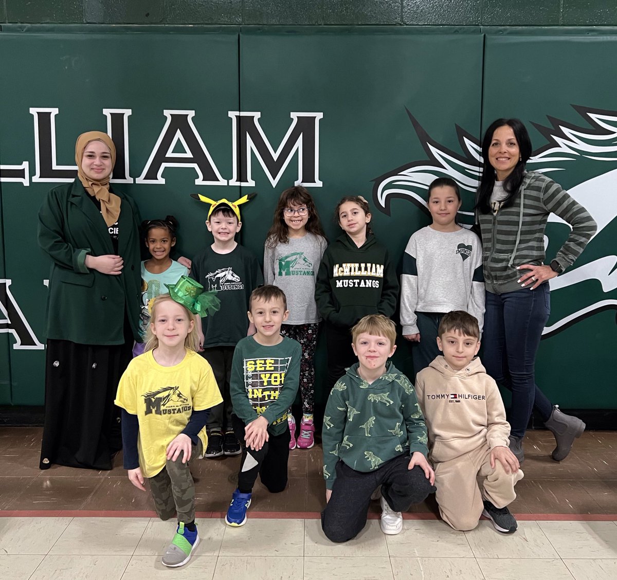 Showing school spirit today by wearing our school colours (green &amp; gold) to school today! #schoolspirit  <a href="/JAMMustangs/">McWilliam Mustangs</a>