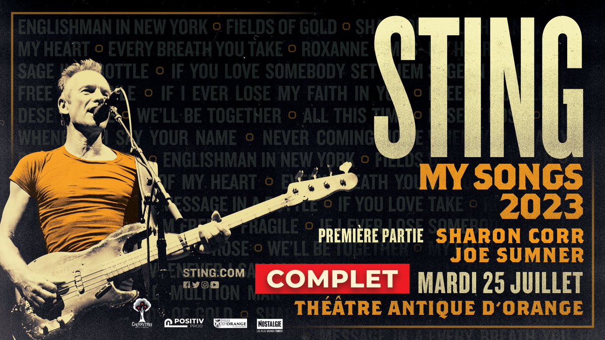 . <a href="/Sharon_Corr/">Sharon Corr</a> announced to support <a href="/OfficialSting/">Sting</a> for his sold out gig at the historic Théâtre antique d'Orange in the south of France this July!