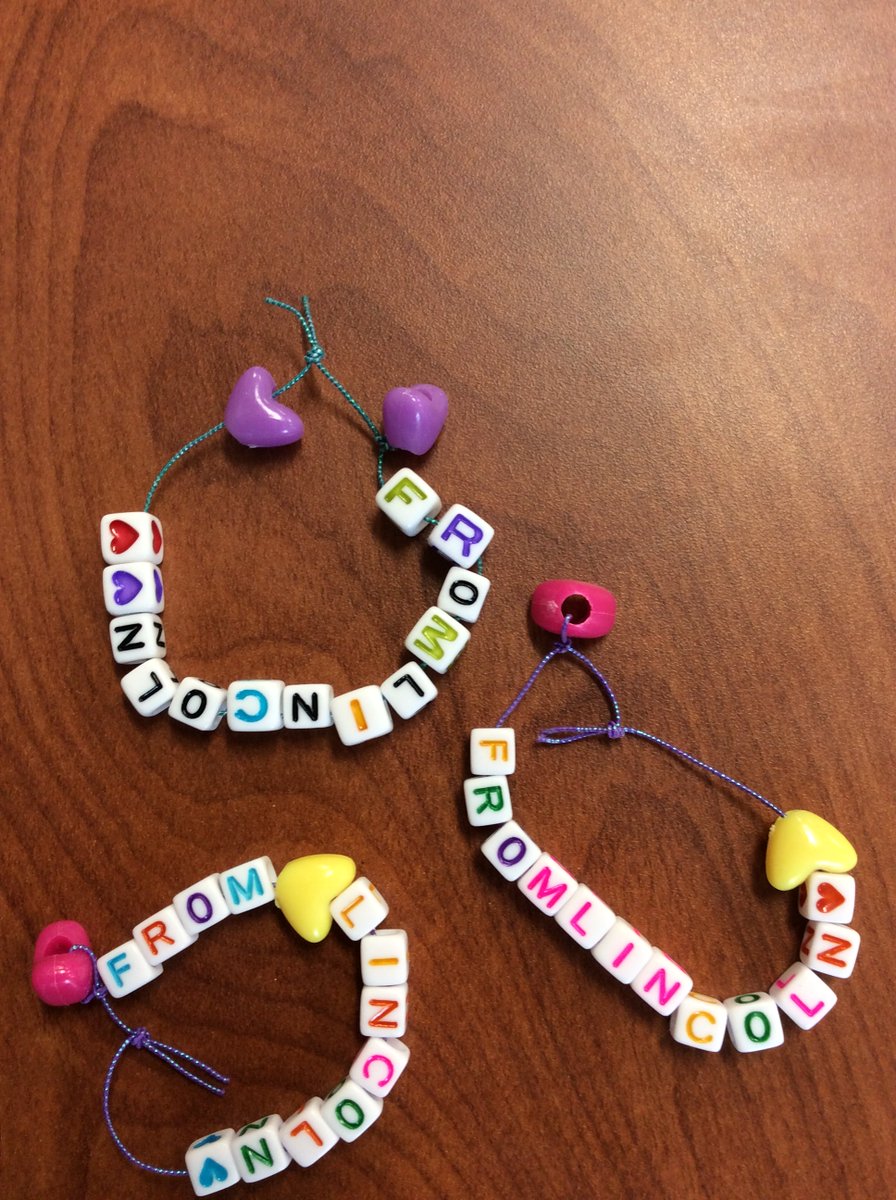 💜 from Lincoln bracelets! 1st Graders made these to be given to students at Nanze Primary School. 💜💛
<a href="/LkwdLincoln/">Lincoln Elementary</a>