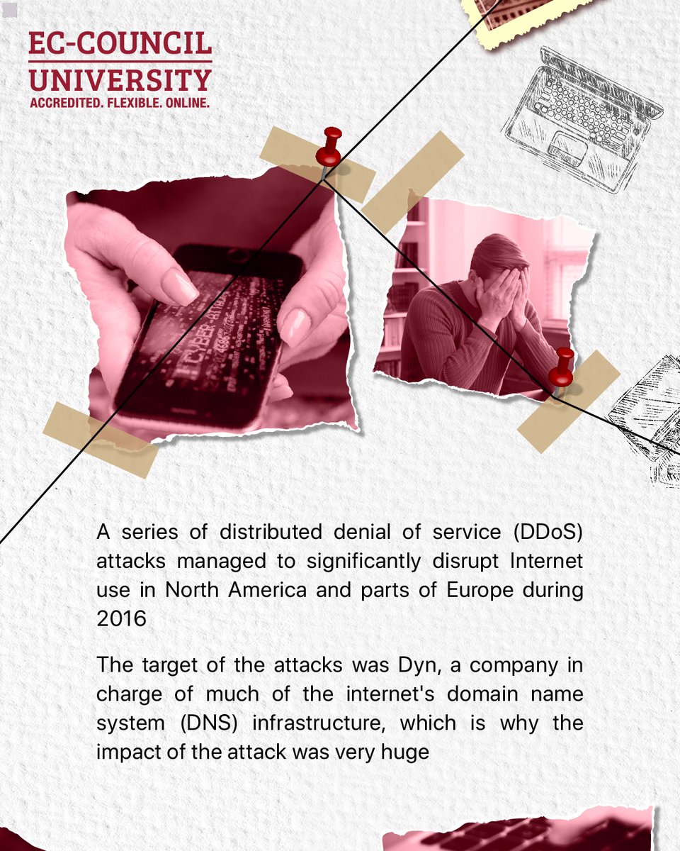 EC_Council_Univ's tweet photo. On October 21, 2016, three consecutive distributed denial-of-service (DDoS) attacks were launched against the Domain Name System (DNS) provider Dyn 

Read more about his case here in this week’s segment of #ECCouncilUniversity's case study

#europe #cybersecurity #cybercrime https://t.co/8DZcKTqBbA