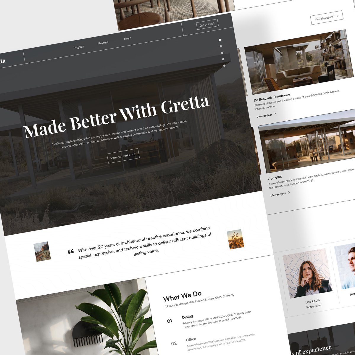 justglow__'s tweet photo. So I hoped on @TheOfficialRDL design challenge🙂… here’s an architecture editorial themed landing page #rdl2 https://t.co/rE4tcP9WLi