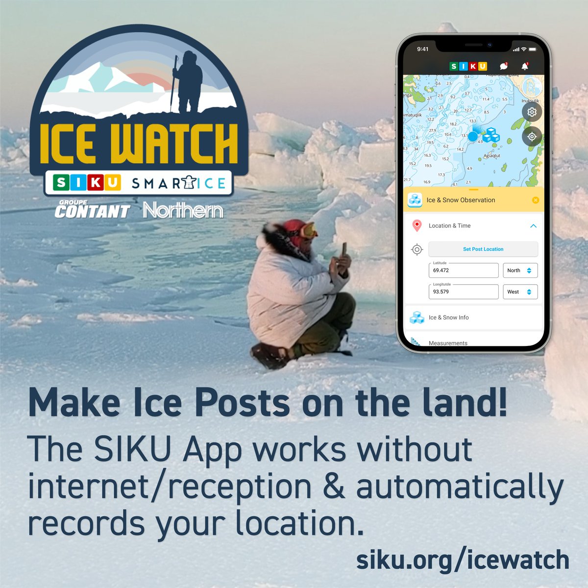 #SIKUIceWatch has begun! Remember, you don’t need internet access to use the SIKU app. Share Ice Posts with the <a href="/SIKUapp/">SIKU</a> and you could win gift cards from @North_West_Co or a Ski-Doo from <a href="/groupecontant/">CONTANT </a> - siku.org/icewatch <a href="/SmartICE_Arctic/">SmartICE</a> <a href="/environmentca/">Environment Canada</a> 
<a href="/RBC/">RBC</a>