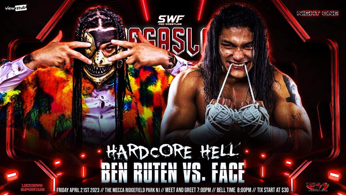 SWFLive's tweet image. SWF Live Pro Wrestling presents MEGASLAM Night 1 at The Mecca in Ridgefield Park, NJ!!!

⬇️Tickets Available Now⬇️
buytickets.at/swflive

Doors 7PM
Bell Time 8PM

@DeadEnd_Ruten takes on @f6a6c6e.
This is HARDCORE HELL!!!

Get your tickets early, this is the show of the year!
