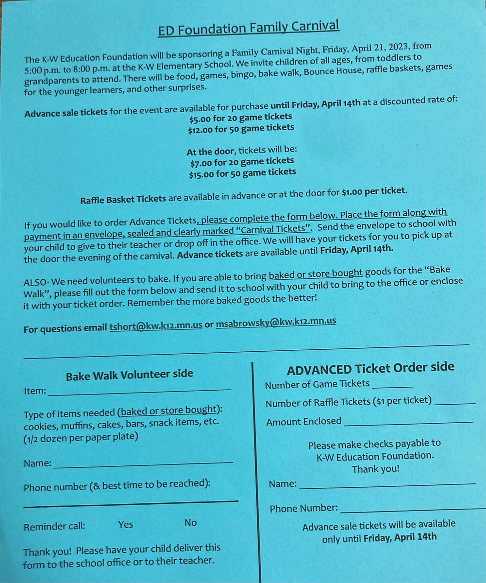 KWEDFOUNDATION's tweet image. Heading home soon!! Preorder your carnival tickets before April 14 for the best deal!! #schoolcarnival #whatmakeskwgreat #knightnation
