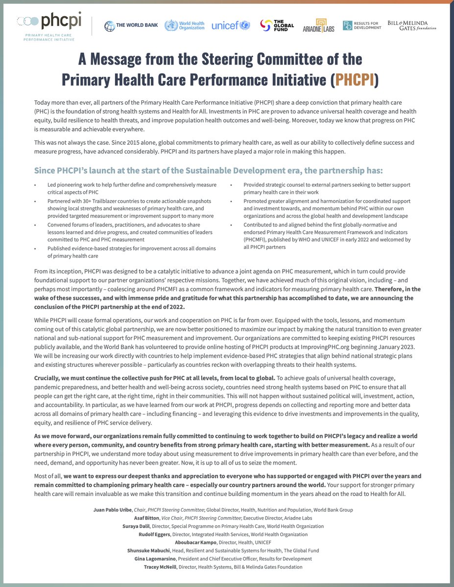 After an incredible run, March marks @ImprovingPHC’s final month together as a partnership. Learn more about PHCPI's greatest lessons & resources for #PrimaryHealthCare, and what partners are up to next. Stay tuned! wrld.bg/egeU50NxsXa