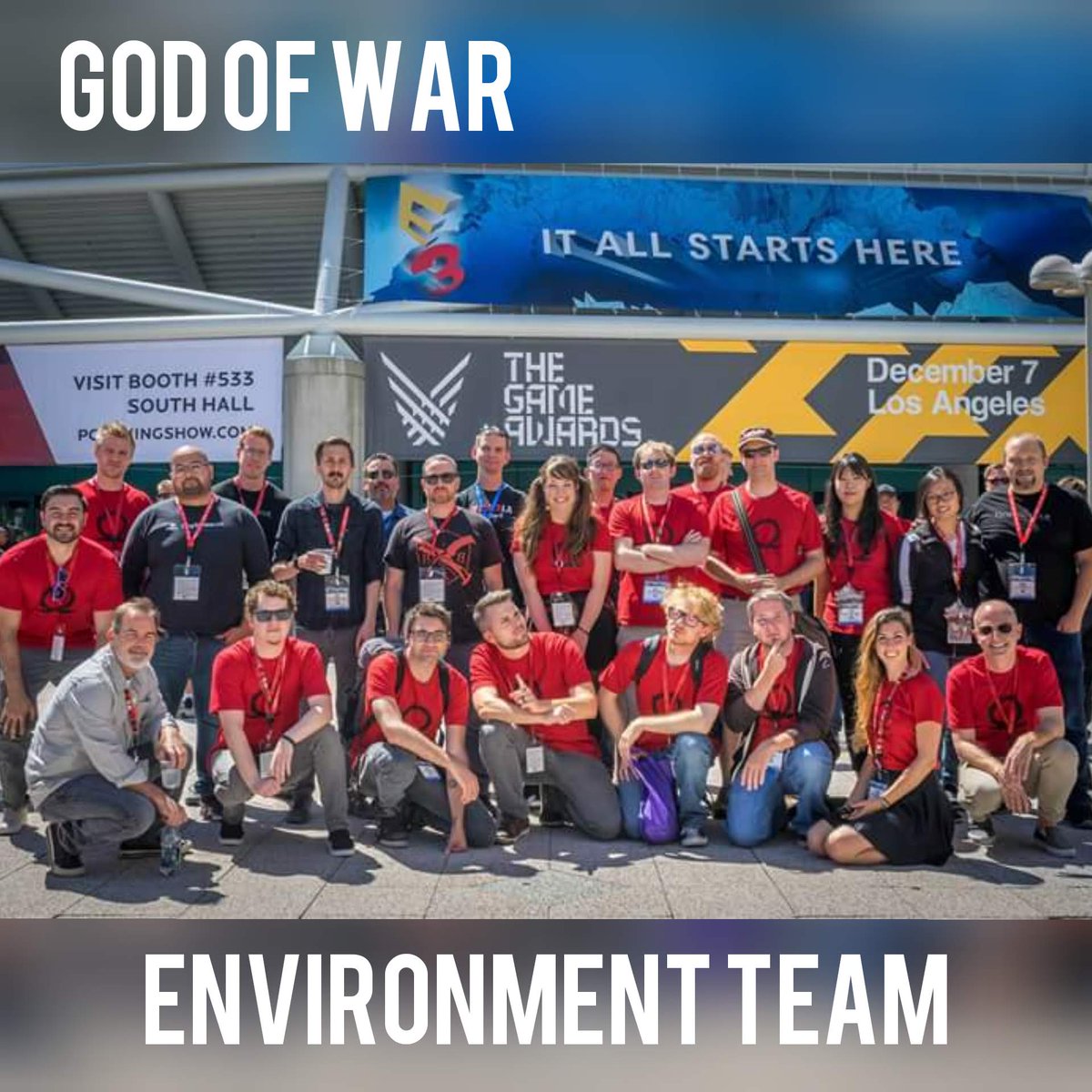 RIP E3 - this was the <a href="/SonySantaMonica/">Santa Monica Studio – God of War Ragnarök</a> environment team circa 2018. That was a fairly epic year! :3
Plan to go out and celebrate together regardless🥳
