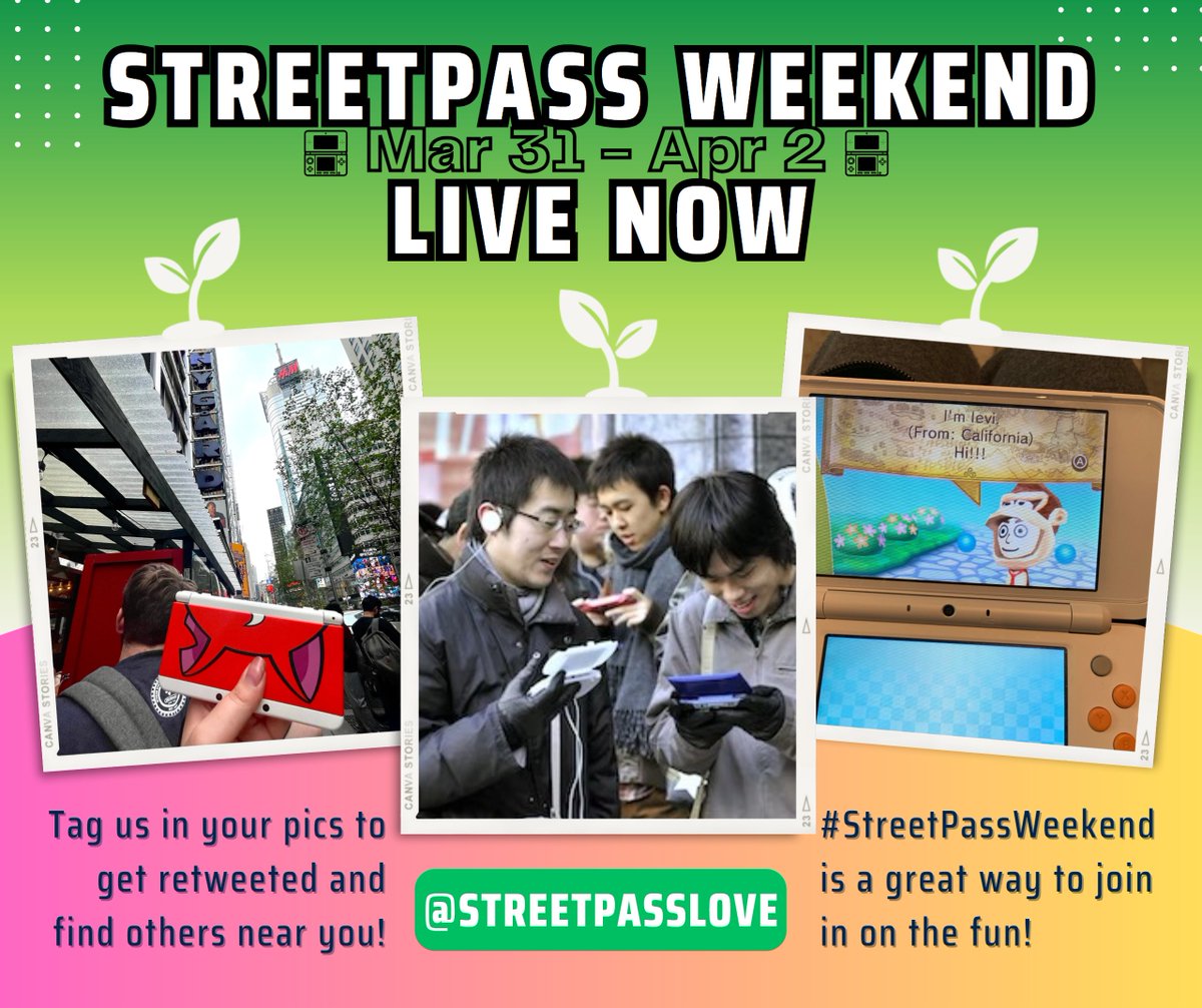 StreetPassLove's tweet photo. It's finally time to bust out your 3DS again for #StreetPassWeekend2023

Let's send the eShop off in style, coming together as a community. Check out locations and our Discord in this thread. Share this event with friends you'd like to see tag along for some StreetPassLove 💖 https://t.co/U3WlN4AyFo