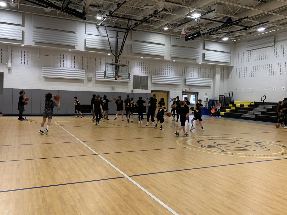 Students warming up for the big game against staff! #TFSPantherPride