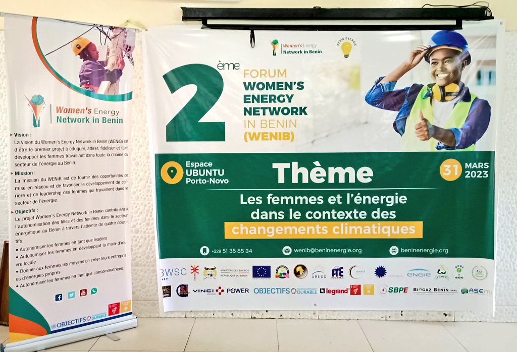 MediapartBenin's tweet photo. 🇧🇯 2EME FORUM WOMEN'S ENERGY NETWORK IN BÉNIN ( WENIB) À PORTO-NOVO : LE MINISTRE DE L'ENERGIE DONA JEAN-CLAUDE HOUSSOU HONORE DE SA PRÉSENCE L'ÉVÉNEMENT

Sous la houlette du Ministre de l'Energie M. @houssoudjclaude, l'Association Bénin Énergie présidée par Enock HOUHOUI org(..) https://t.co/YjoHm2ISaU
