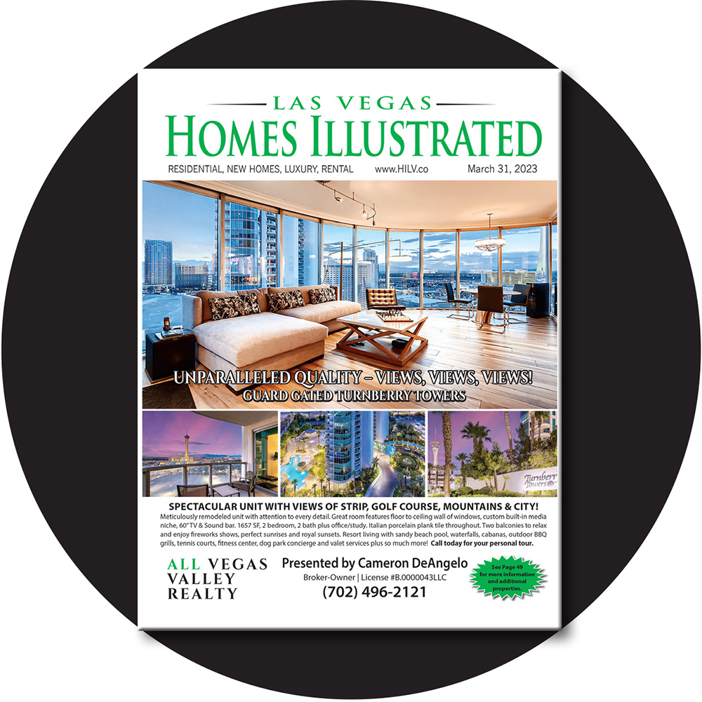 lvhomesillus's tweet photo. The March 31, 2023 digital issue is available - Your guide to available homes for sale or rent in the Las Vegas Valley - https://t.co/VjpRc14Jz1
Featured cover listing presented by Cameron DeAngelo, All Vegas Valley Realty
https://t.co/uLCnwJ4qig https://t.co/9PpHNLHIWm