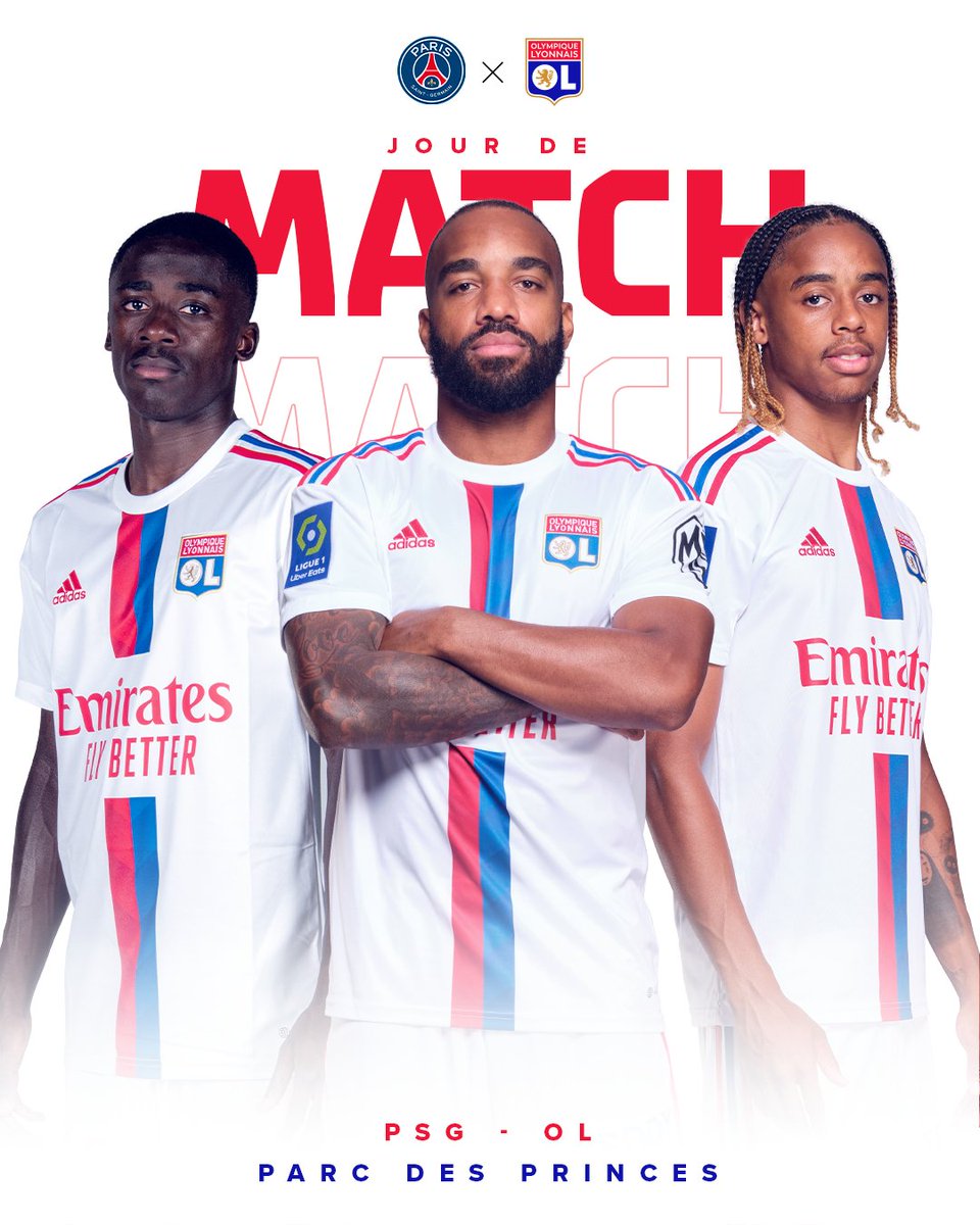 OL's tweet photo. 🔴 Jour de match 🔵

⚽ #PSGOL
📆 J29 @Ligue1UberEats
⏰ 20:45
🏟 Parc des Princes
📺 @PVSportFR
▶ @OLPLAY_Officiel : avant-match dès 19h45 👉https://t.co/YkTxOICb0E
📱 #TeamOL

𝐀𝐥𝐥𝐞𝐳 𝐥𝐞𝐬 𝐆𝐨𝐧𝐞𝐬 ! 🦁🔴🔵 https://t.co/OUTwS5I3XG