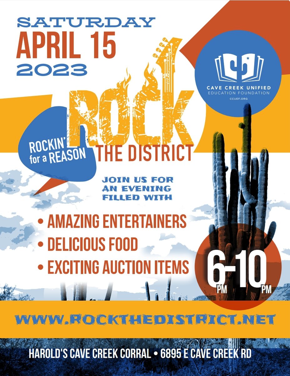Rock the District is almost here! Don't miss this amazing event, featuring student musicians, delicious food, and exciting auction items! On Sat, 4/15 at Harold's Corral, we'll be "Rockin' for a Reason" from 6-10pm. See you there! Grab tickets at: rockthedistrict.net
